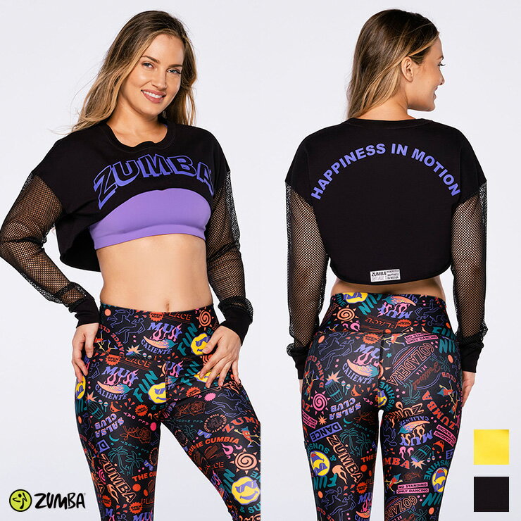 ZUMBA ズンバ 正規品 メッシュ ロングスリーブ BLACK YELLOW XSサイズ Sサイズ