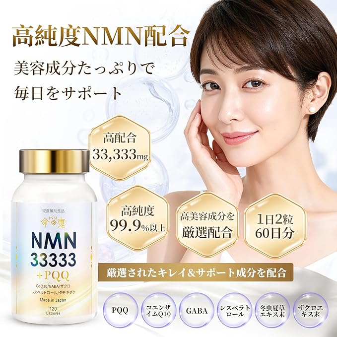 半額50％OFF 8760円→4380円！期間限定！NMN サプリメント 日本製 33,333mg （1粒に277mg）高純度 99.9%以上 120粒 nmn サプリ レスベラトロール PQQ ヒアルロン酸 コラーゲン ビタミンC ニコチン酸アミド 美容 サプリ stshop-10000117 ST SHOP サンプル画像2