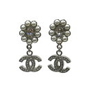 CHANEL シャネル B23A ピアス ココマーク パール シルバー系 【中古】
