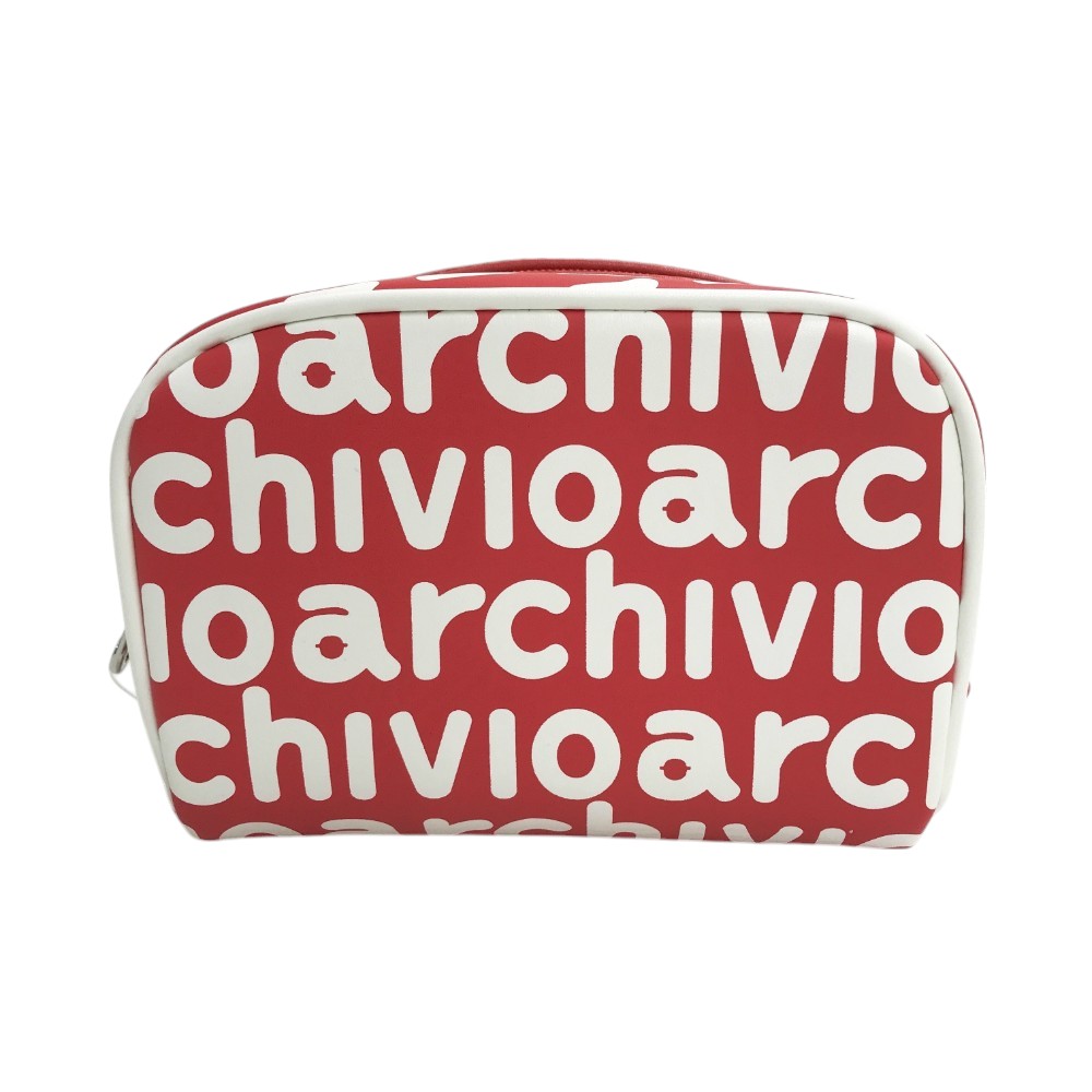 ARCHIVIO アルチビオ ラウンドポーチ ロゴ 総柄 レッド系 【中古】ゴルフウェア