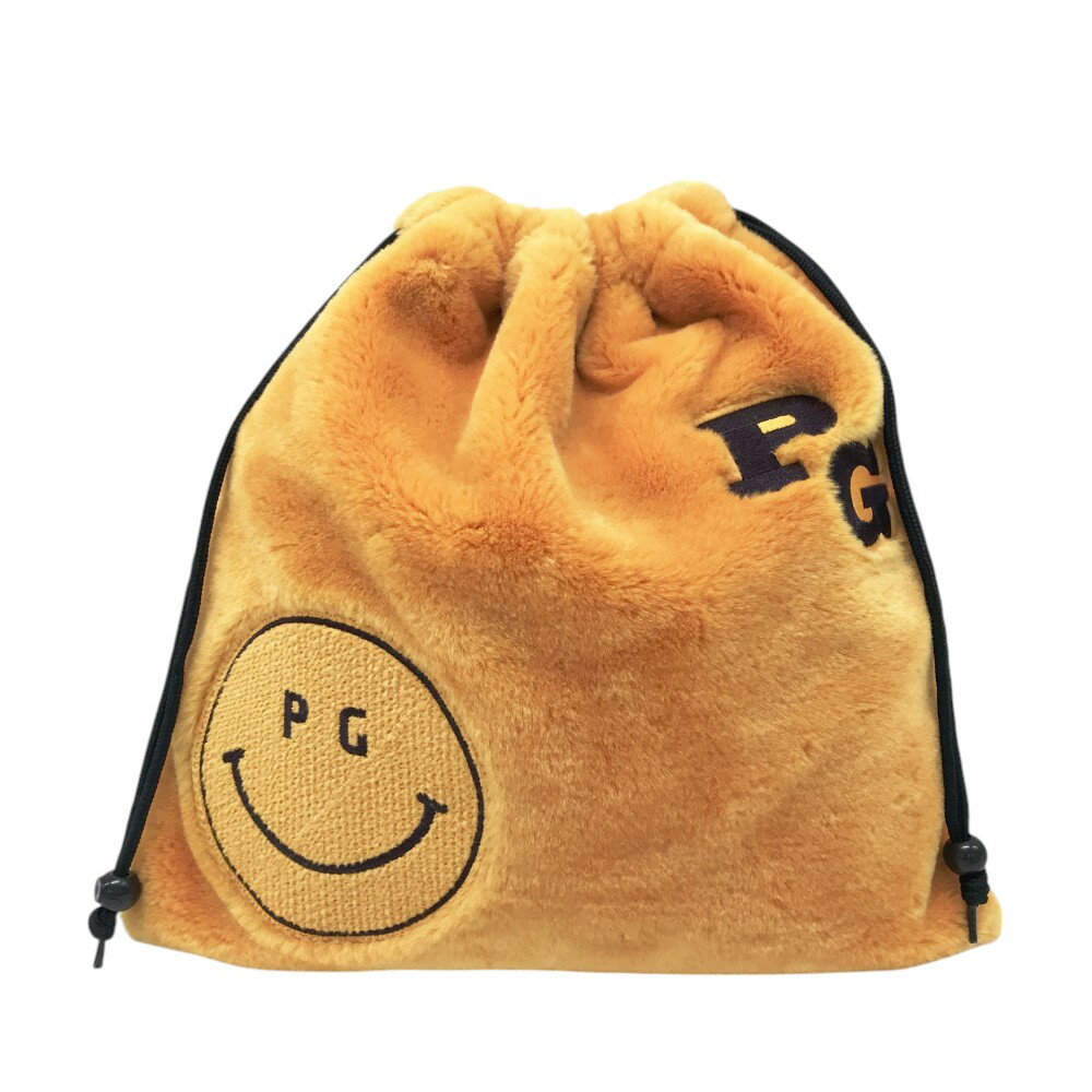 PEARLY GATES パーリーゲイツ ボア 巾着袋 シューズケース ニコちゃん オレンジ系 【中古】ゴルフウェア