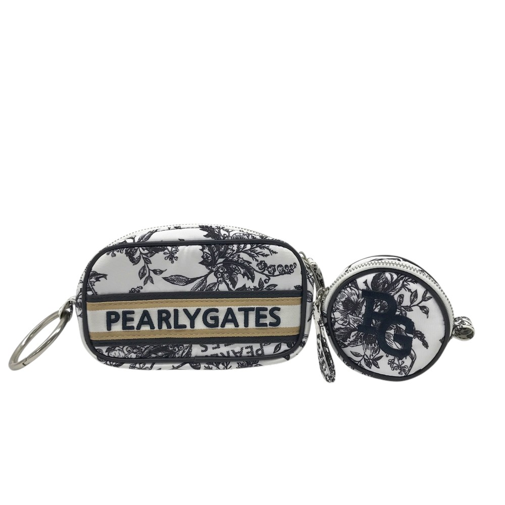 PEARLY GATES パーリーゲイツ ポーチ ニコちゃん×2 花柄 ホワイト系 【中古】ゴルフウェア