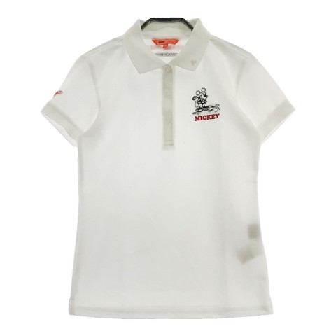 BEAMS GOLF ビームスゴルフ ×Disney 2023年モデル 半袖ポロシャツ ミッキーマウス ホワイト系 S 【中古】ゴルフウェア レディース