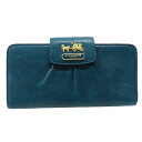 COACH コーチ 三つ折り長財布 ブルー系 【中古】レディース