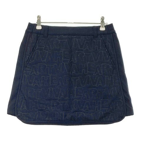 VIVA HEART ビバハート 中綿スカート ロゴ刺繍 総柄 ネイビー系 40 【中古】ゴルフウェア レディース