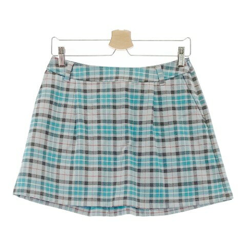 VIVA HEART ビバハート ストレッチスカート チェック柄 グリーン系 40 【中古】ゴルフウェア レディース