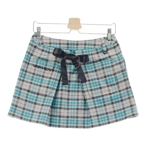 VIVA HEART ビバハート ストレッチスカート チェック柄 グリーン系 40 【中古】ゴルフウェア レディース