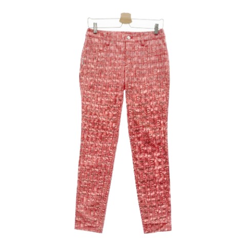 JACK BUNNY ジャックバニー ストレッチパンツ 総柄 レッド系 2 【中古】ゴルフウェア レディース