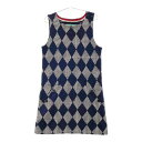 TOMMY HILFIGER GOLF トミー ヒルフィガーゴルフ ノースリーブ ニットワンピース ダイヤ 千鳥 総柄 ネイビー系 LL 【中古】ゴルフウェア ...