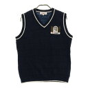 MU SPORTS エムユースポーツ Vネックニットベスト ネイビー系 42 【中古】ゴルフウェア レディース