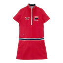 FILA GOLF フィラゴルフ ハーフジップ 半袖ワンピース レッド系 M 【中古】ゴルフウェア レディース