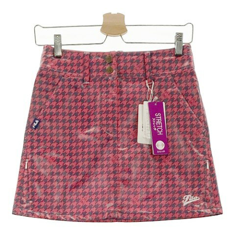 FILA GOLF フィラゴルフ スカート 千鳥柄 レッド系 S 【中古】ゴルフウェア レディース