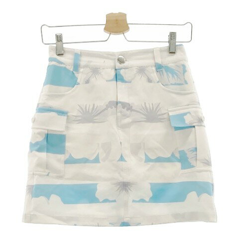 EFFICACE エフィカス インナー付 スカート 総柄 ブルー系 S 【中古】ゴルフウェア レディース