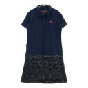 LE COQ GOLF ルコックゴルフ ニット切替 半袖ワンピース ネイビー系 M 【中古】ゴルフウェア レディース