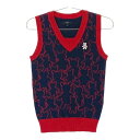 CALLAWAY キャロウェイ ニットベスト 総柄 ネイビー系 S 【中古】ゴルフウェア レディース