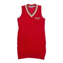 BEAMS GOLF ビームスゴルフ ウール混 ノースリーブ ニットワンピース レッド系 L 【中古】ゴルフウェア レディース