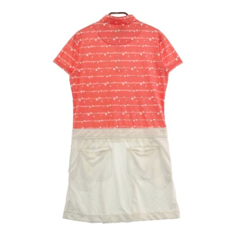 CALLAWAY キャロウェイ ハーフジップ半袖 ワンピース ドット柄 オレンジ系 M 【中古】ゴルフウェア レディース