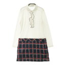 JUN&ROPE ジュン アンド ロペ 長袖ワンピース チェック柄 ホワイト系 M 【中古】ゴルフウェア レディース