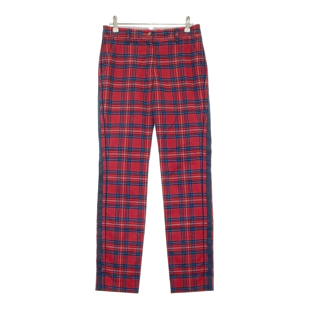 MUNSINGWEAR マンシングウェア MGWMGD03 ストレッチパンツ チェック柄 レッド系 7 【中古】ゴルフウェア レディース
