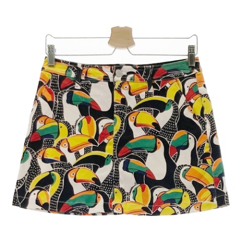 JACK BUNNY ジャックバニー インナー付き ストレッチスカート 鳥 総柄 ブラック系 1 【中古】ゴルフウ..