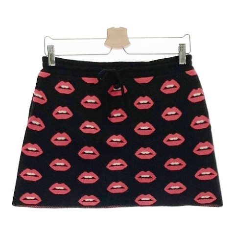 JACK BUNNY ジャックバニー ウール混 ニットスカート 総柄 ブラック系 1 【中古】ゴルフウェア レディース