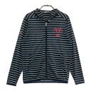 ADIDAS GOLF アディダスゴルフ ジップパーカー ボーダー柄 ネイビー系 M 【中古】ゴル