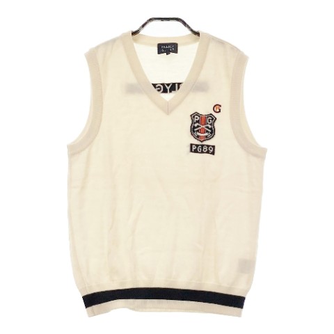 PEARLY GATES パーリーゲイツ ウール Vネック ニットベスト ホワイト系 1 【中古】ゴルフウェア レディース