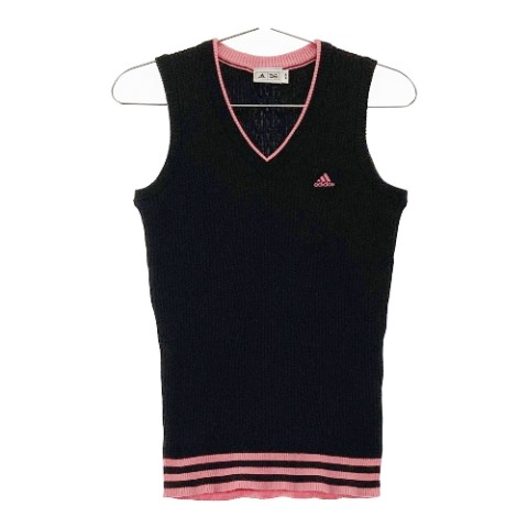 ADIDAS GOLF アディダスゴルフ ニットベスト ブラック系 M 【中古】ゴルフウェア レディース