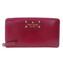 KATE SPADE ケイト スペード WLRU1153 ラウンドファスナー 長財布 レッド系 【中古】レディース