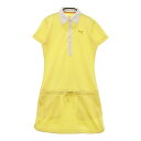 PUMA GOLF プーマゴルフ 半袖ポロ ワンピース ボーダー柄 イエロー系 M 【中古】ゴルフウェア レディース