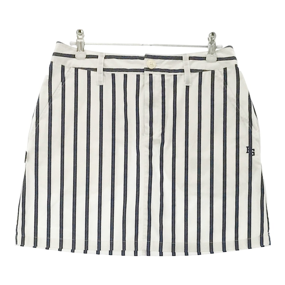 PEARLY GATES パーリーゲイツ ストレッチスカート ストライプ柄 ホワイト系 1 【中古】ゴルフウェア レ..