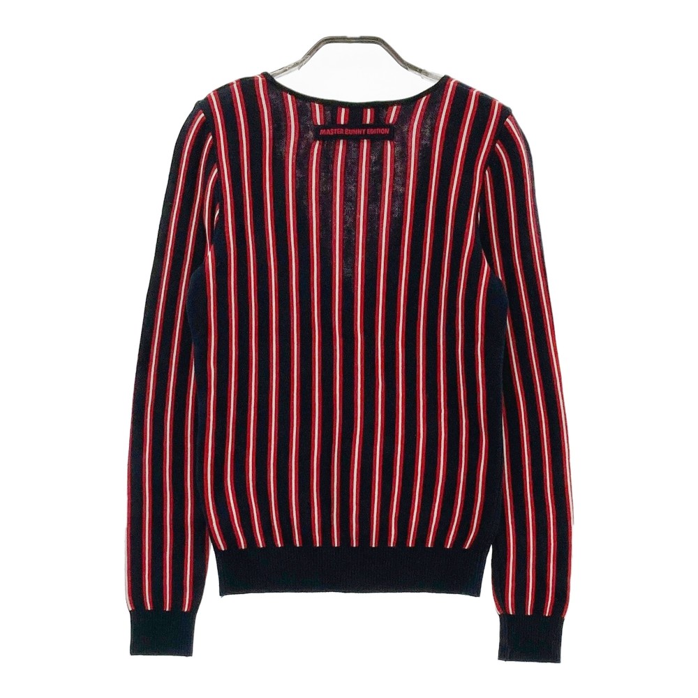 MASTER BUNNY EDITION マスターバニーエディション コットン カーディガン ストライプ柄 ネイビー系 1 【中古】ゴルフウェア レディース