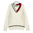 TOMMY HILFIGER GOLF トミー ヒルフィガーゴルフ ウール混 Vネック ニットセーター ホワイト系 M 【中古】ゴルフウェア レディース