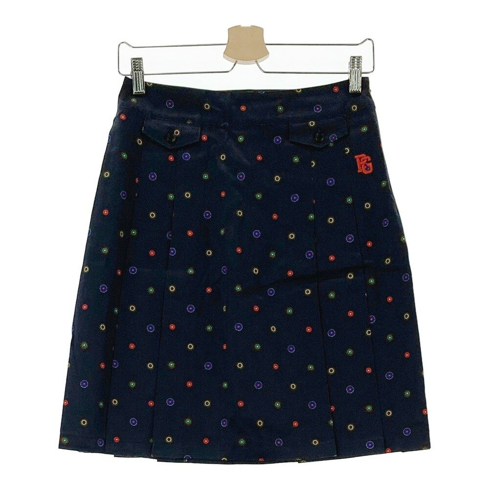 PEARLY GATES パーリーゲイツ 裏地付 プリーツスカート ドット 総柄 ネイビー系 0 【中古】ゴルフウェ..