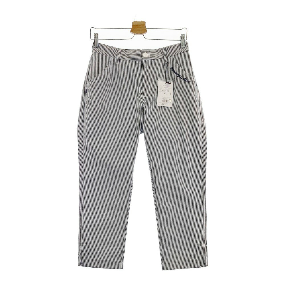 ADMIRAL アドミラル 2022年モデル クロップドパンツ シアサッカー ストライプ柄 ネイビー系 M 【中古】ゴルフウェア レディース