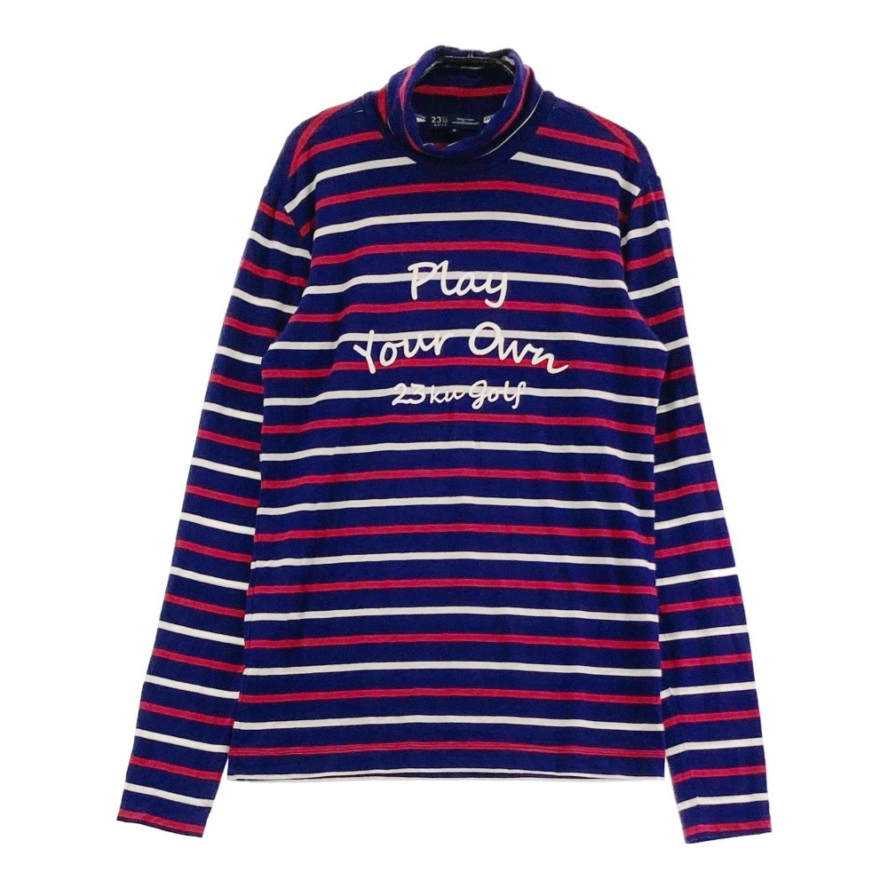 23区GOLF ニジュウサンクゴルフ ハイネック 長袖Tシャツ ボーダー柄 ネイビー系 2 【中古】ゴルフウェ..
