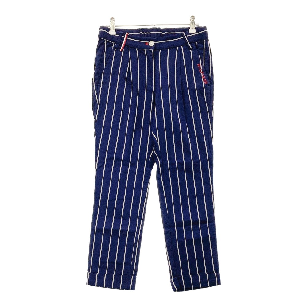 TOMMY HILFIGER GOLF トミー ヒルフィガーゴルフ ストレッチパンツ ストライプ柄 ネイビー系 S 【中古】ゴルフウェア レディース