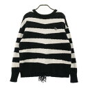 PEARLY GATES パーリーゲイツ アルパカ混 ニットセーター ボーダー柄 ブラック系 0 【中古】ゴルフウェア レディース