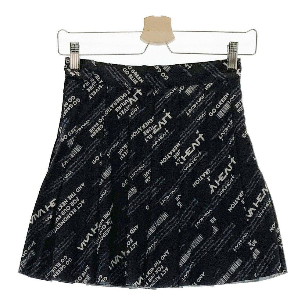 VIVA HEART ビバハート 2022年モデル プリーツスカート 英字総柄 ブラック系 38 【中古】ゴルフウェア レディース
