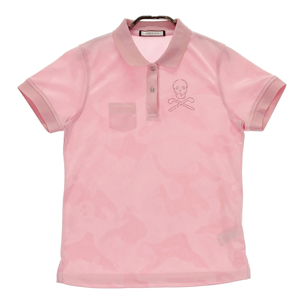 MARK&LONA マークアンドロナ 半袖ポロシャツ スカル カモフラ 迷彩柄 ピンク系 38 ゴルフウェア レディース