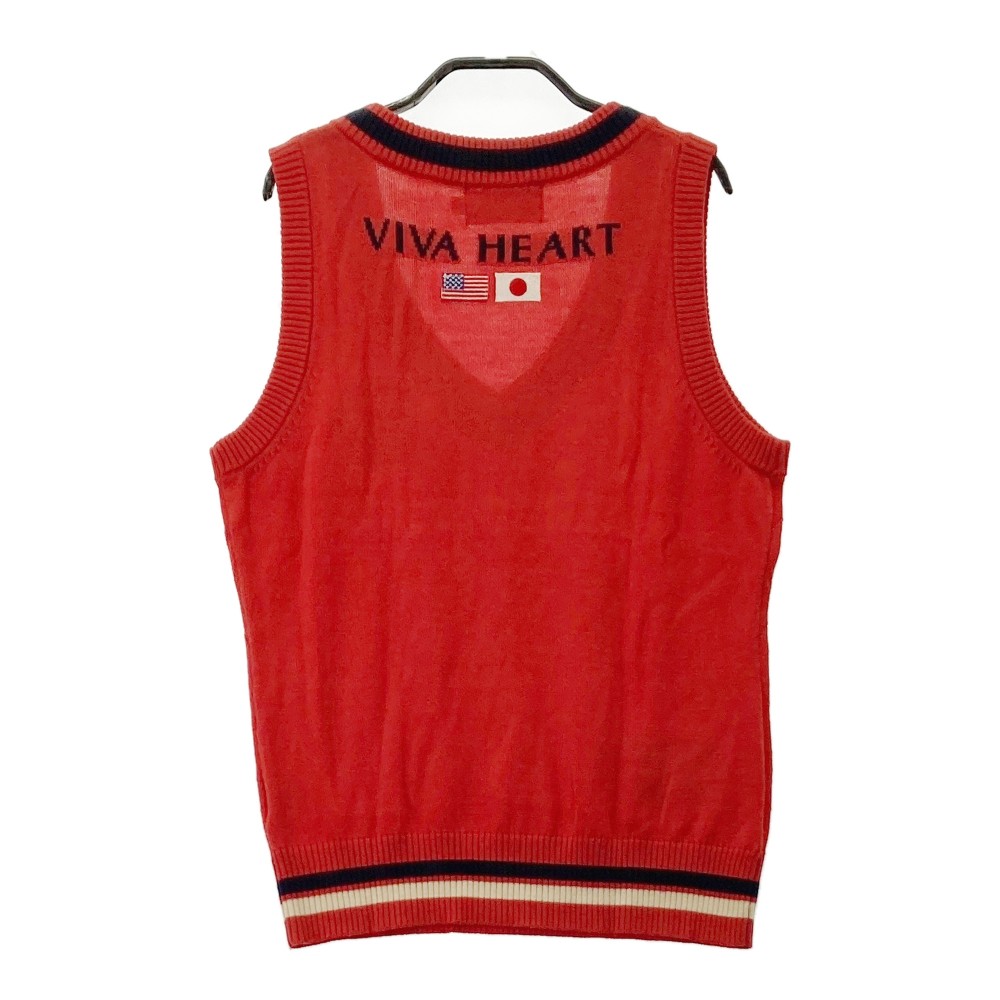 VIVA HEART ビバハート ニット ベスト アーガイル柄 レッド系 42 【中古】ゴルフウェア レディース