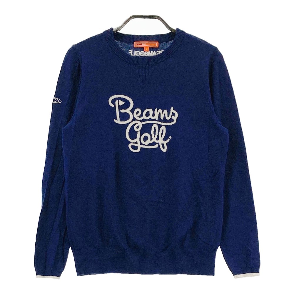 BEAMS GOLF ビームスゴルフ クルーネック ニットセーター ネイビー系 L 【中古】ゴルフウェア レディース