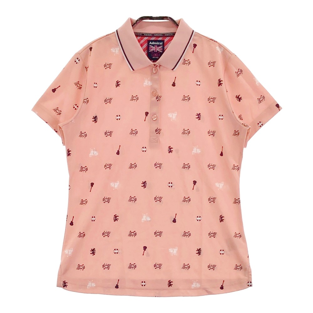 ADMIRAL アドミラル 半袖ポロシャツ 総柄 ピンク系 M 【中古】ゴルフウェア レディース