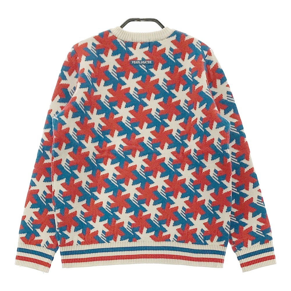 PEARLY GATES パーリーゲイツ ニットセーター 総柄 ホワイト系 0 【中古】ゴルフウェア レディース