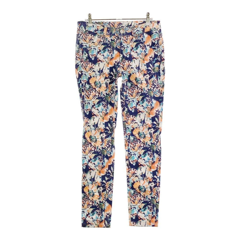 JACK BUNNY ジャックバニー ストレッチパンツ 総柄 ネイビー系 1 【中古】ゴルフウェア レディース