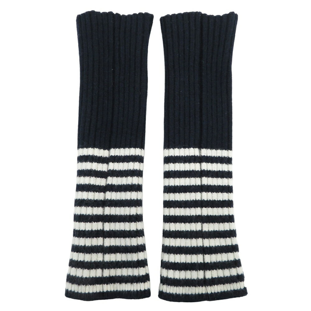 ARCHIVIO アルチビオ ニット レッグウォーマー ボーダー柄 ネイビー系 【中古】ゴルフウェア