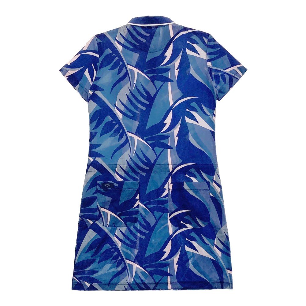 CALLAWAY キャロウェイ 2022年モデル 半袖ポロワンピース 総柄 ネイビー系 S 【中古】ゴルフウェア レディース