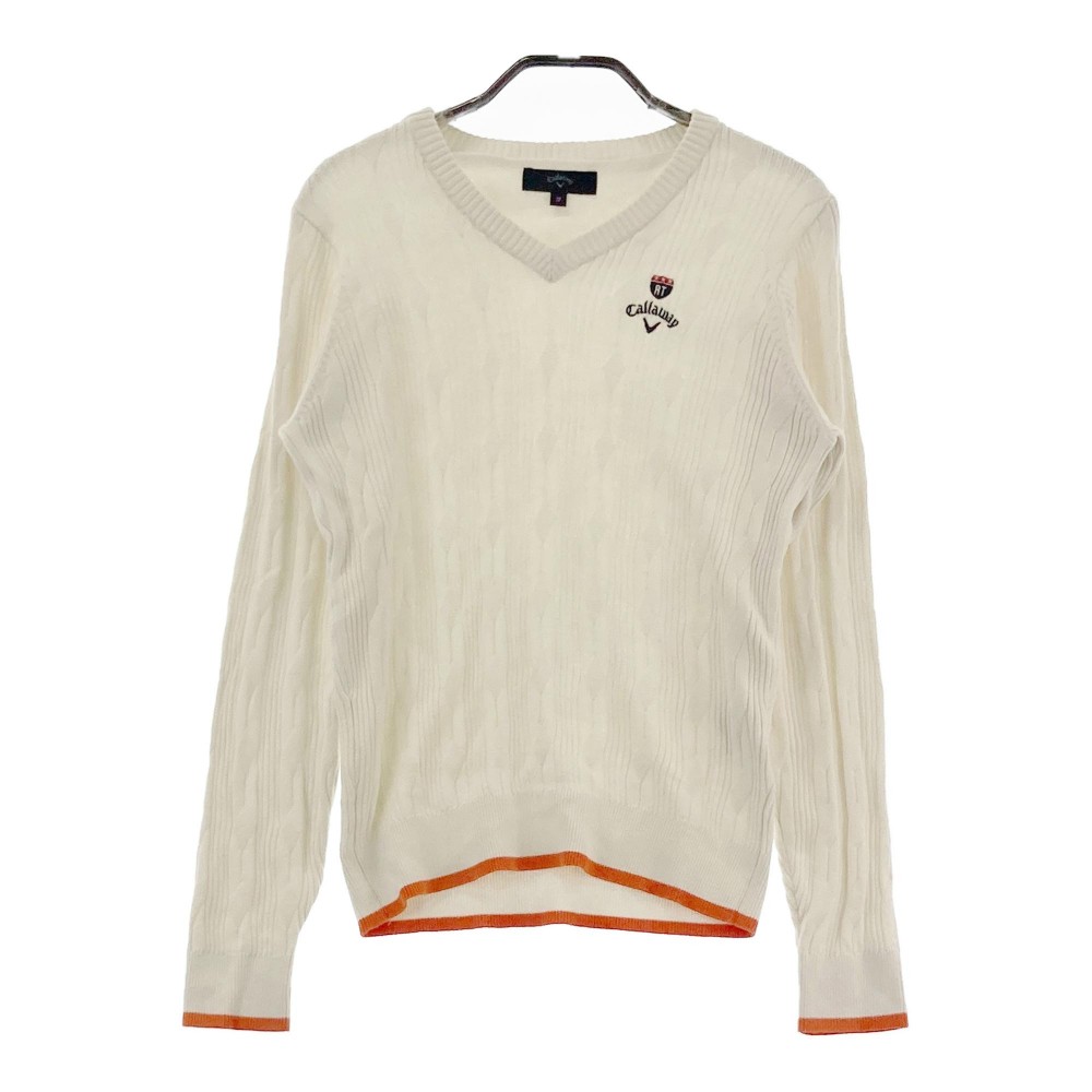 CALLAWAY キャロウェイ 長袖ニットセーター ホワイト系 M 【中古】ゴルフウェア レディース