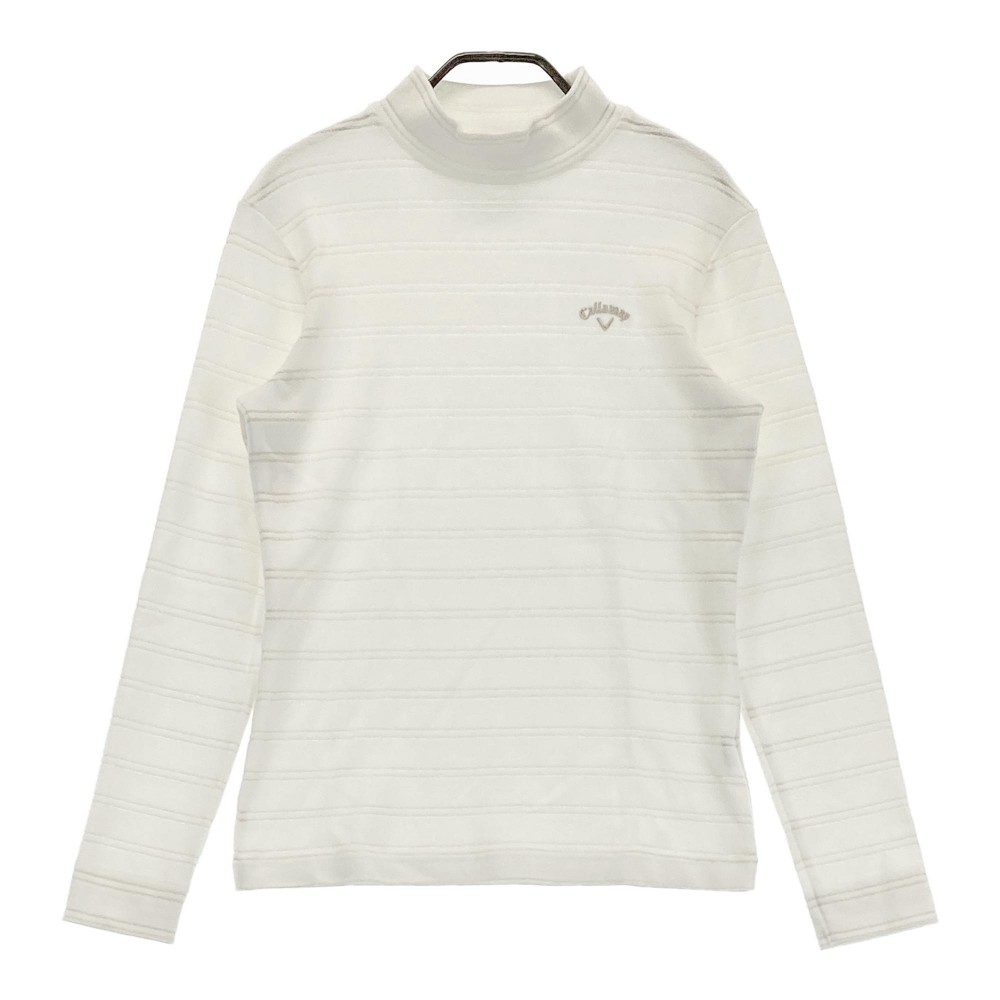 CALLAWAY キャロウェイ ハイネック 長袖Tシャツ ボーダー柄 ホワイト系 L 【中古】ゴルフウェア レディース