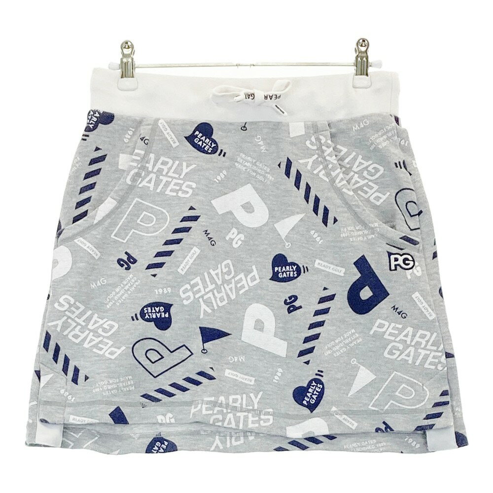 PEARLY GATES パーリーゲイツ 2022年モデル スウェットスカート 総柄 グレー系 0 【中古】ゴルフウェア..